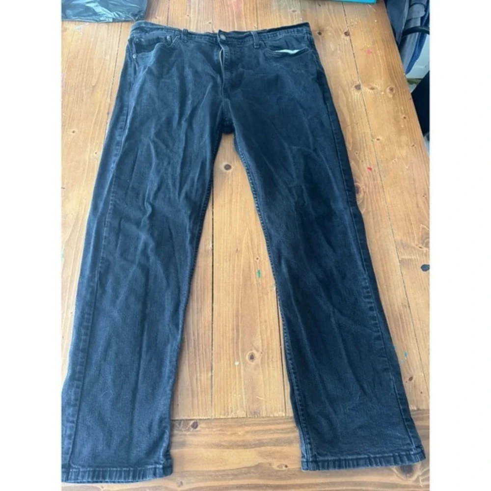 Levi Strauss 505 Black Regular Fit Straight Leg Jeans Mens Size 36x30